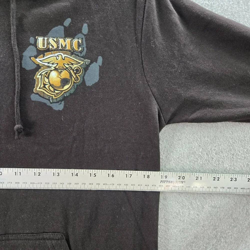 Black Ink‎ Men Hoodie M Graphic Print USMC Bulldog Logo Long NWT
